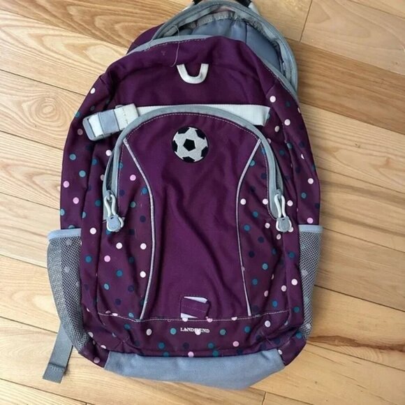 Lands End Kids Purple Backpack Soccer patch - Picture 1 of 7